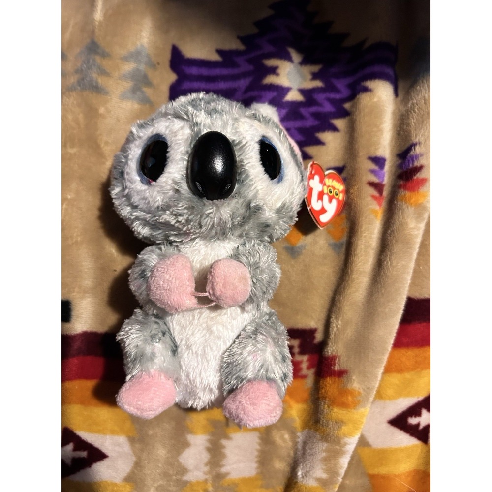 Ty Beanie Boos Karli Koala 6" Plush Gray Pink Blue Glitter Eyes Heart Tag